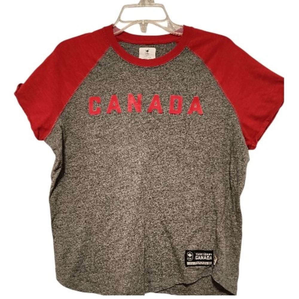 L🍁Hudson's Bay Official Canada Olympic Sport Red&Gray Short Sleeve Tee